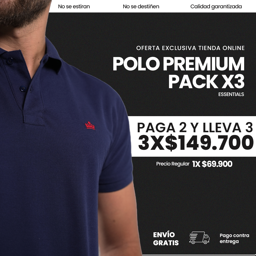 Pack x3 Polos Essentials